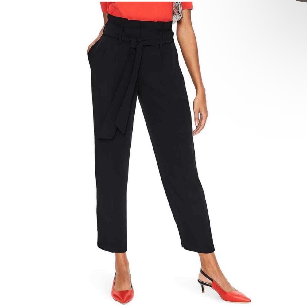 NWT Boden Melina Pants Paperbag Black Belted Trousers size 8 petite